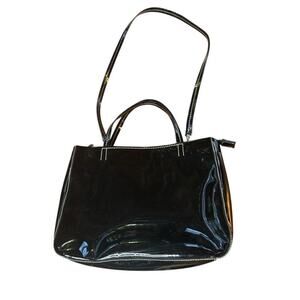 Y2K Fossil Black Patent Leather Shoulder Bag Crossbody Purse Small Handbag
